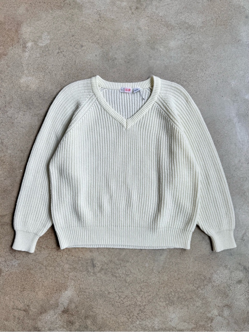 Vintage B. I. Gear Cream V-Neck Sweater
